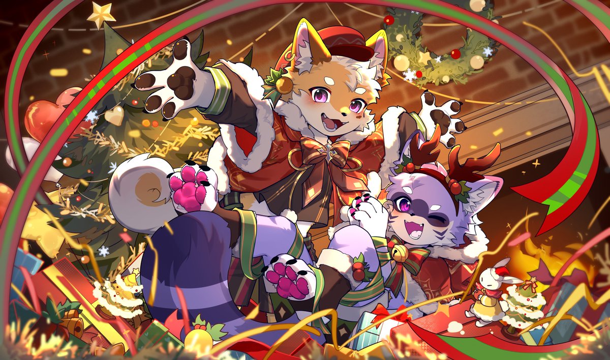 NeoxisChua's tweet image. Merry Christmas everyone!!
Especially to a certain raccoon 💖

🦝: @fatbuffrat 
🎨: @AQianr