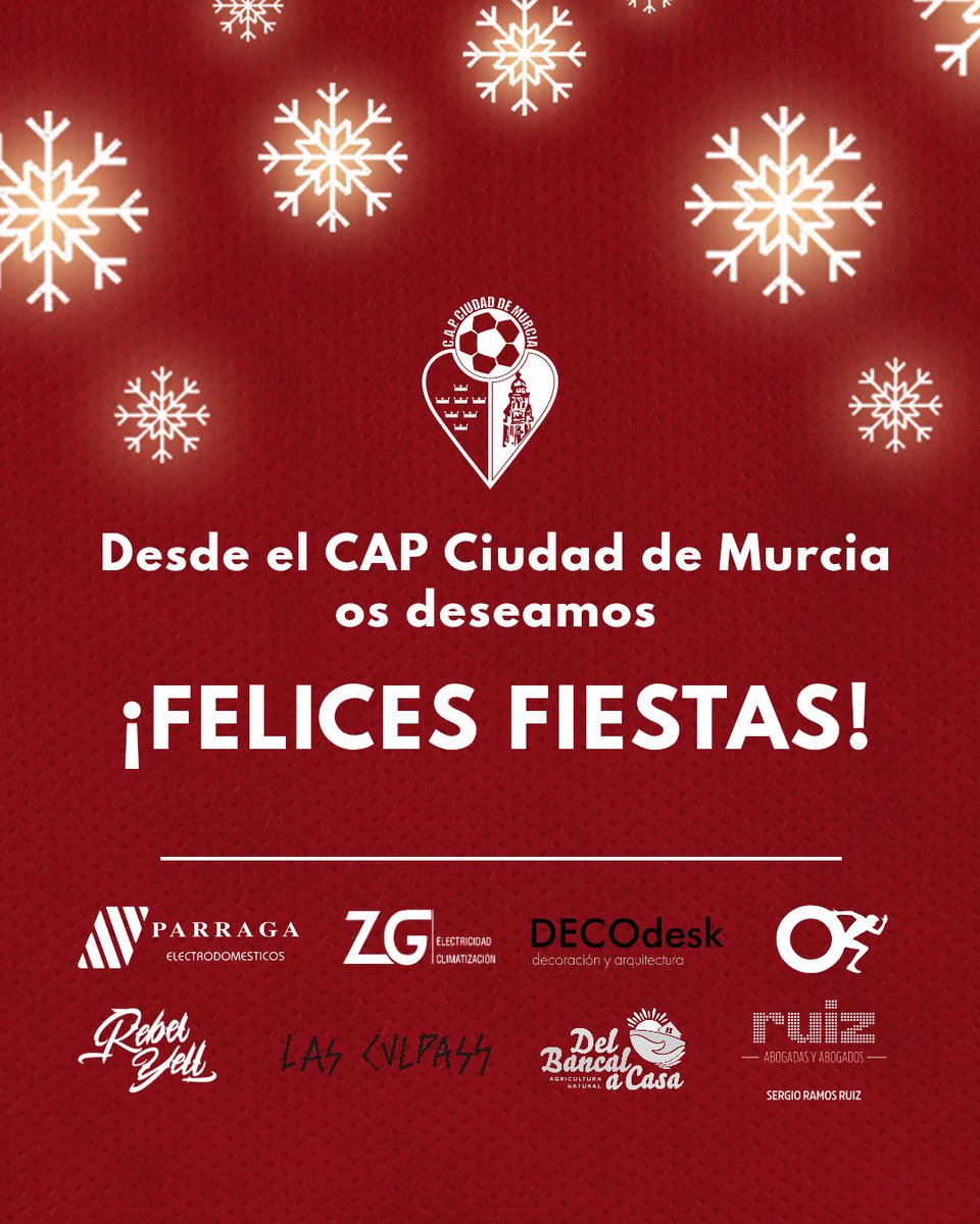 CiudadDeMurcia's tweet image. 🎆𝗙𝗘𝗟𝗜𝗖𝗘𝗦 𝗙𝗜𝗘𝗦𝗧𝗔𝗦

❤️ Desde el CAP Ciudad de Murcia os deseamos unas felices fiestas. Disfrutad y preparaos para lo que viene👀

🤞🏻 Gracias por un año más

#SinTiNoHayCiudad
#Ciudad2526 ❤️🖤
