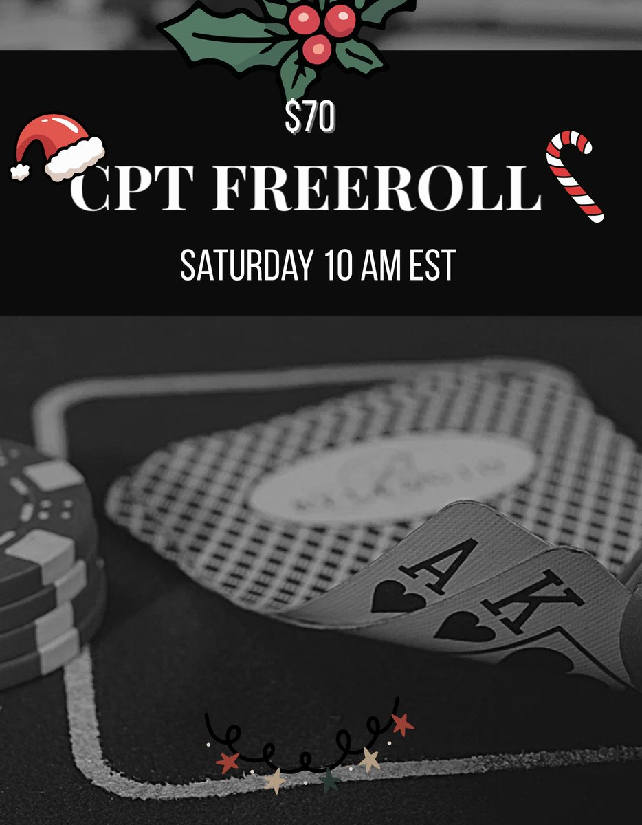 CPTprop's tweet image. We're hosting our especial Christmas poker freeroll this Saturday. Make sure you are in our discord to participate🎄