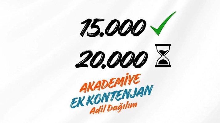 Milli Eğitim Akademisinin açılışının ertelenmesi ve kontenjanların belli olmamasının yol açtığı kaotik ortamın, Akademinin kontenjanının 20 bine çıkarılması ile durulacağı ve genç meslektaşlarımızı sevindireceği aşikardır. Bu nedenle #CBAgsye20Bin