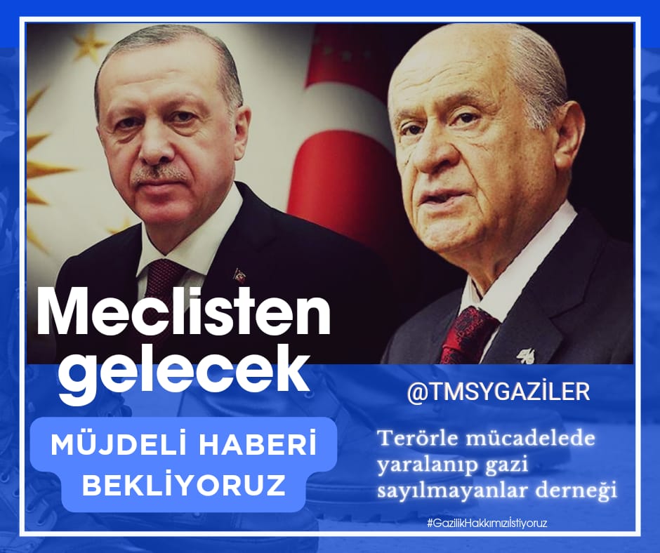 Sn.Devlet Bahçeli, vatan için yaralanan kahramanlarımızın tek isteği onurlarının teslim edilmesidir. Gazilik hakkı bir lütuf değil, bedeli kanla ödenmiş bir haktır. Bu hak artık teslim edilmelidir.
#GazilikHakkımızıİstiyoruz
<a href="/TmsyGaziler/">T.M.S.Y GAZİ SAYILMAYANLAR</a>
<a href="/RTErdogan/">Recep Tayyip Erdoğan</a> <a href="/dbdevletbahceli/">Devlet Bahçeli</a>,