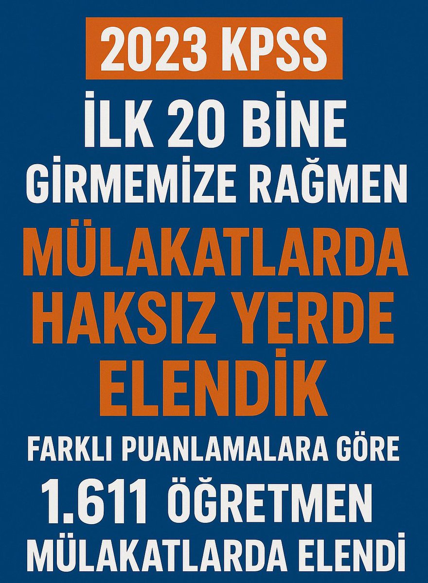 <a href="/tolgaysivrikaya/">Tolgay SİVRİKAYA</a> Bir yılı aşkın süredir  başarımızla yok sayılmaktan o kadar yıprandık ki Sn <a href="/dbdevletbahceli/">Devlet Bahçeli</a> bizlerin yaşadığı haksızlığı dile getirerek bizlere umut olmuştur. Kendisine ve sizlere teşekkür ediyoruz haklarımızın iadesini talep ediyoruz.
<a href="/MhpTbmmGrubu/">MHP TBMM Grubu #MHP</a>
#MülakatZulmünde416Gün