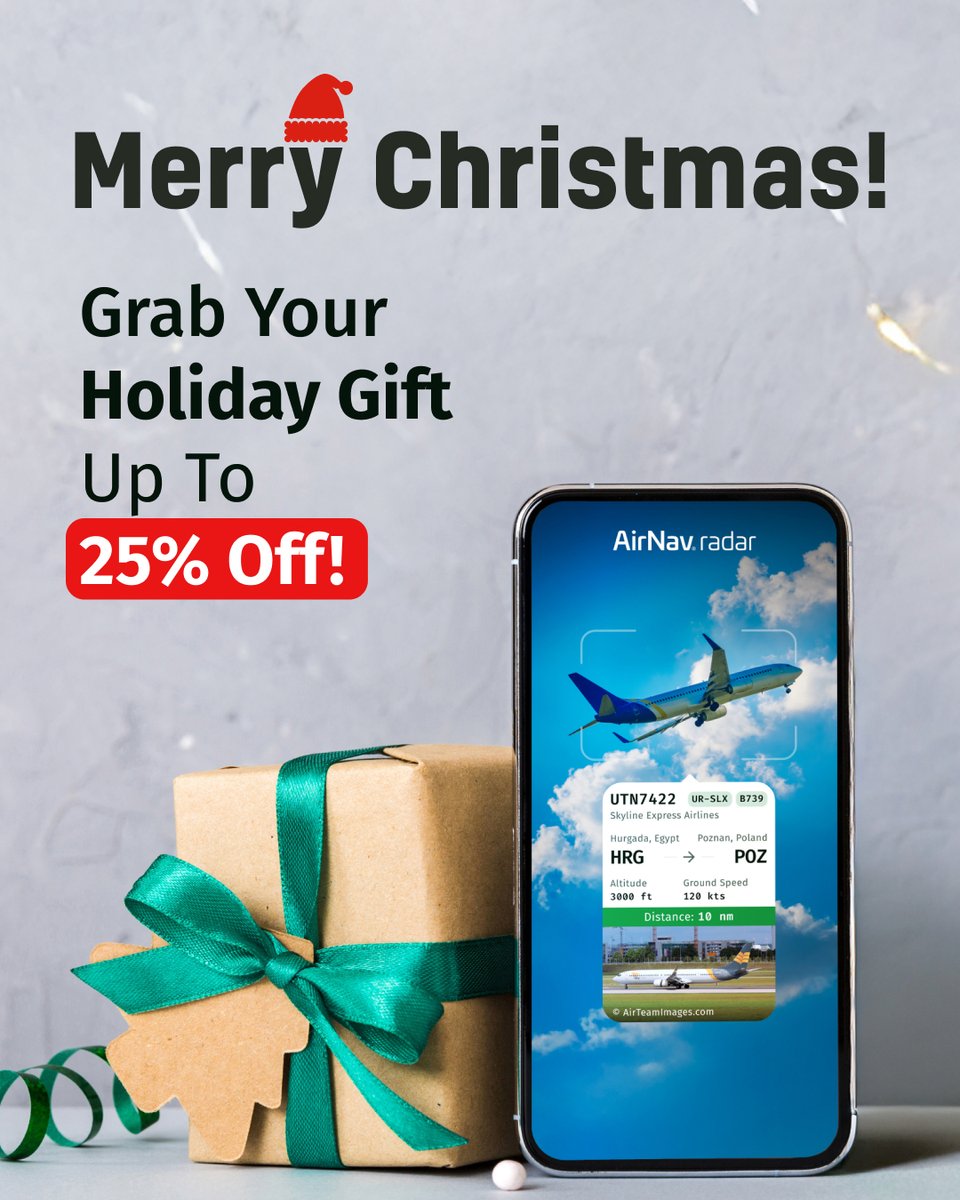 FlightEmergency's tweet image. 🎄 AirNav Radar Deals are here. 

Treat yourself this Christmas with up to 25% off AirNav Radar plans. 🎁

Grab your Christmas gift: airnavradar.go.link/kbMLu 

#HolidayDeals #ChristmasEve #AviationLovers #ChristmasGift