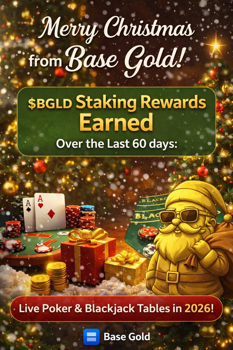 BaseReserveGold's tweet image. 🎄✨ Merry Christmas from Base Gold ✨🎄

If you’ve been staking $BGLD over the last 60 days… consider those rewards an early Christmas present 🎁💰
The vault’s been doing its thing while the team’s been building quietly behind the scenes.

Heading into the New Year, we’re…