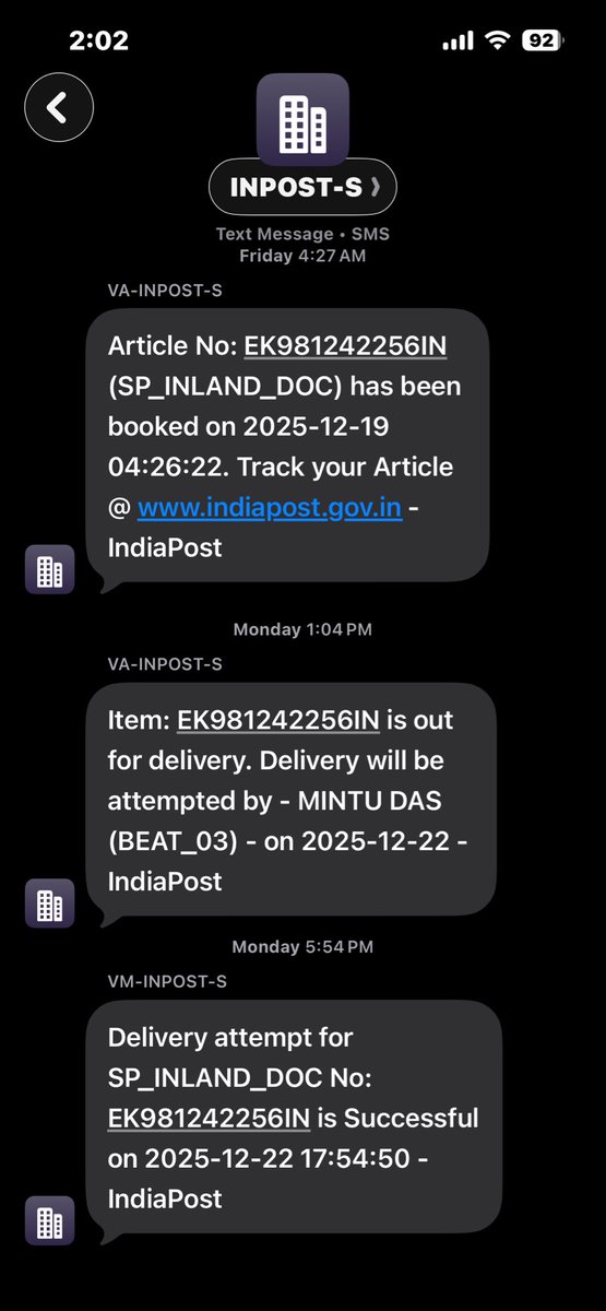 BijendraPr87's tweet image. @IndiaPostOffice

My Canara Bank credit card (Tracking EK981242256IN) is shown Delivered on 22-12-25 by India Post Guwahati Khanapara, but I have NOT received it.

Kindly investigate &amp;amp; provide POD.
#IndiaPost #FalseDelivery