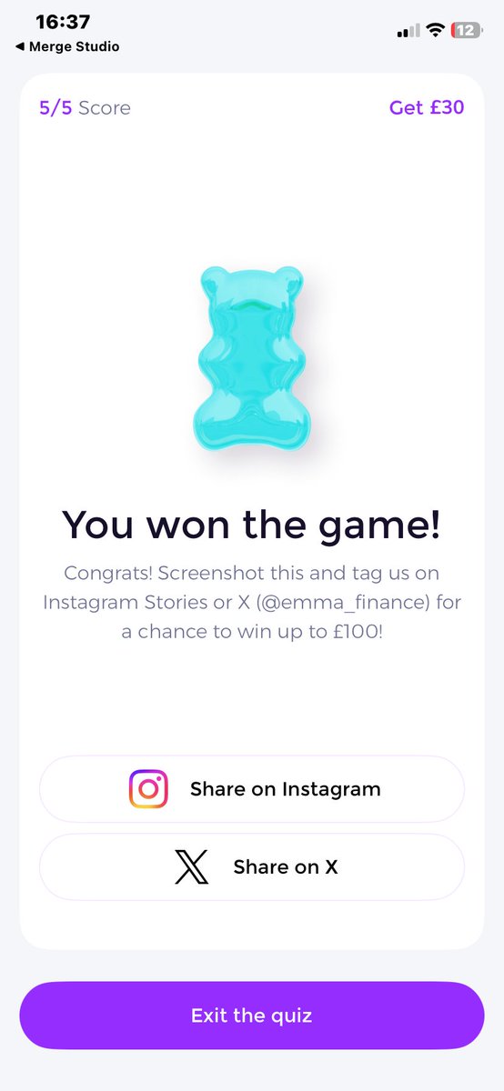 lovethatmindset's tweet photo. Just aced the @emma_finance quiz with a perfect 5/5 score! 🎉 Think you can beat me? #EmmaQuiz https://t.co/W439xauKg2
