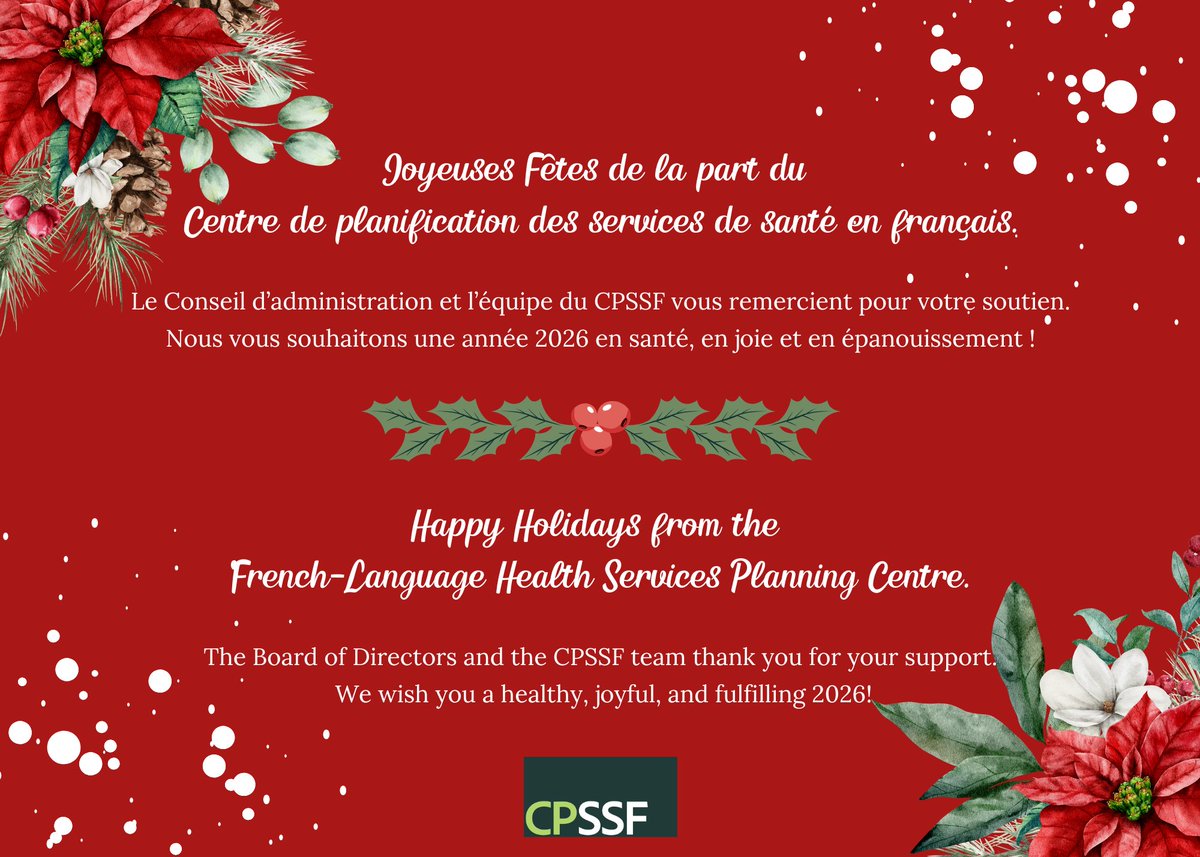 centrepssf's tweet image. Que cette saison des fêtes vous apporte joie, santé et bonheur ! 🎉
Wishing you joy, good health, and happiness this holiday season! 🎉