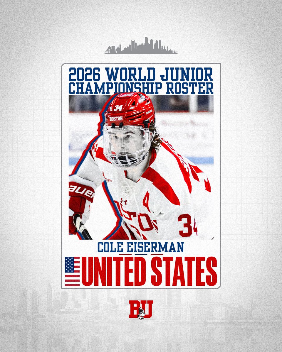 TerrierHockey's tweet image. Another year of #BUSA is loading! 

Congrats to Kamil Bednarik, Cole Eiserman, Cole Hutson and signee Brady Knowling on making the 2026 @usahockey World Junior Championship team.