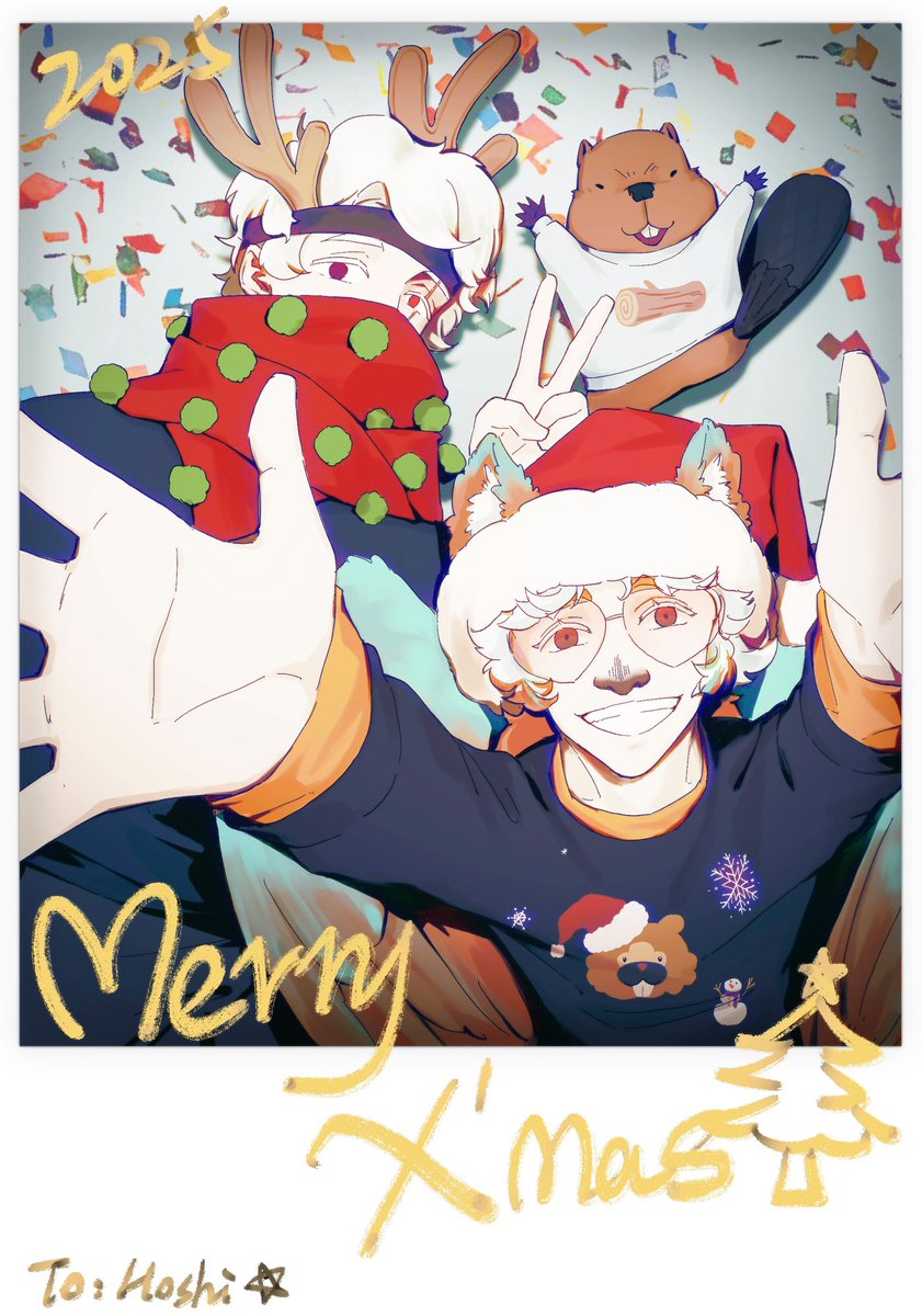 merry Christmas <a href="/Hoshi_umii/">Hoshi_umii:3🦫🍐</a> im your santanerrr🎅 bringing you a Polaroid with a weird guy on it...humm.....