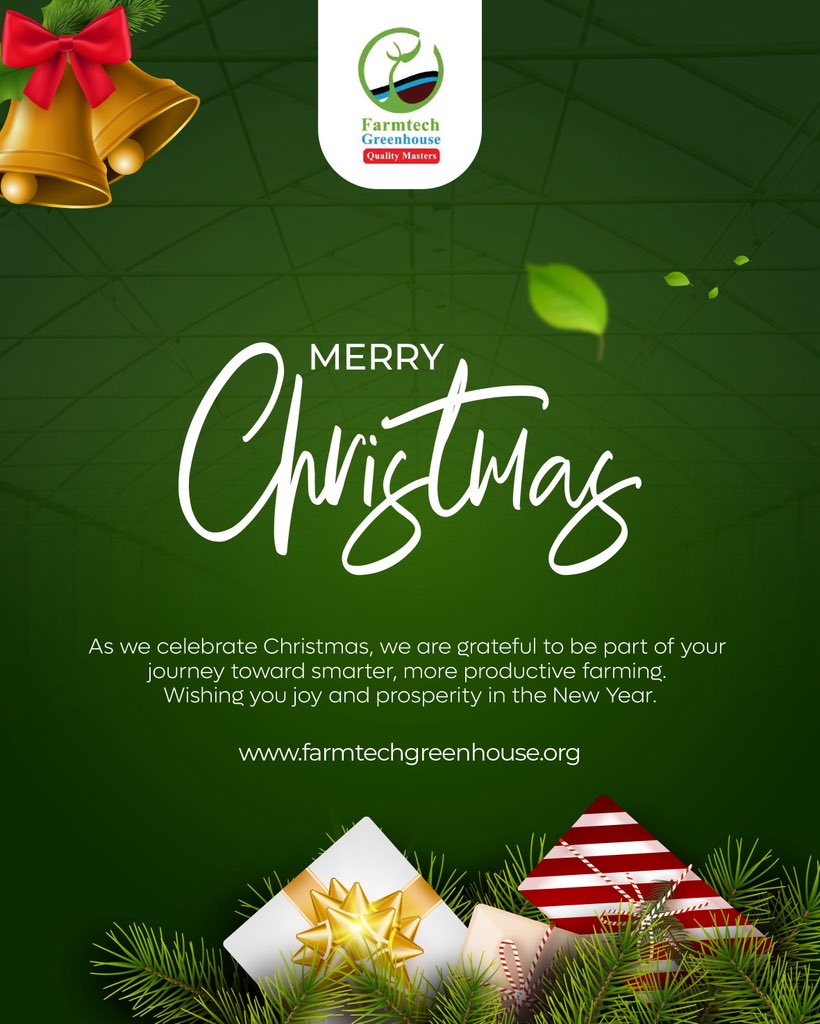 Farmtechuganda's tweet photo. As we celebrate Christmas, we are grateful to be part of your journey toward smarter, more productive farming. #christmas #greenhouse #smartfarming https://t.co/3JxyCxK3qa