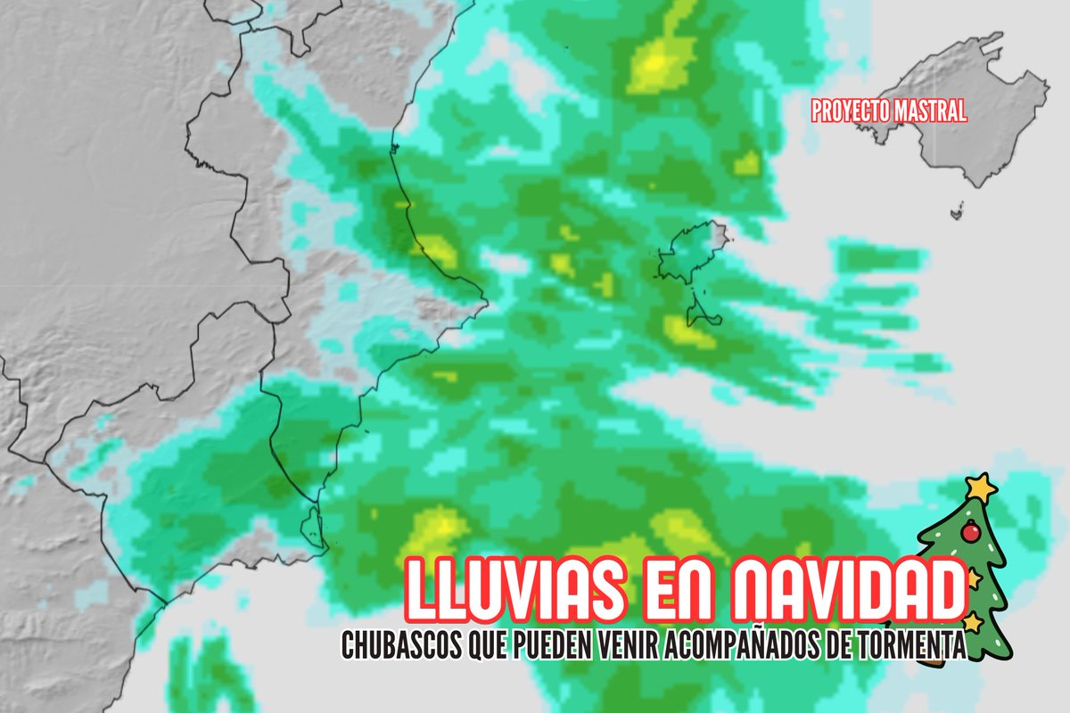 🌧️ La Navidad será lluviosa, según todos los pronósticos. En 2022 solo cayeron algunas gotas, y para una Navidad claramente pasada por agua hay que remontarse a 2013. Mañana una borrasca en el Mediterráneo dejará lluvias, con baja probabilidad de tormenta.