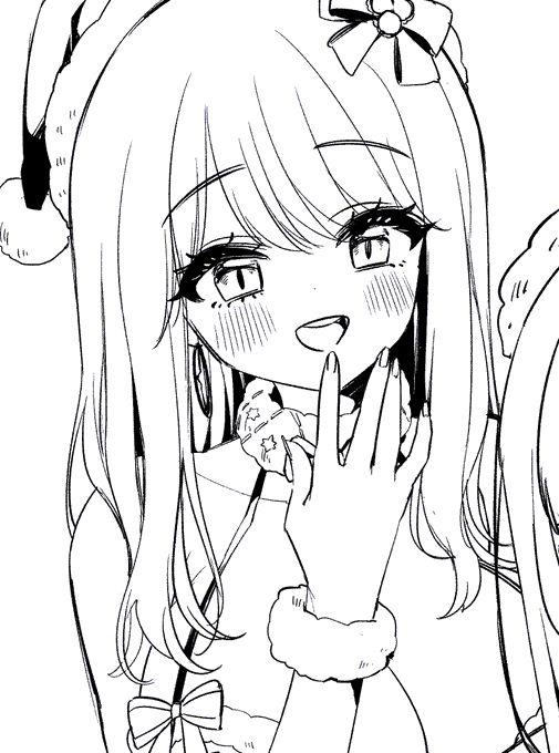 ペン入れ時間かかるようになってきたのが悩みだったけどだいぶはやくできた🥹✨サンタエマさんチュキ 