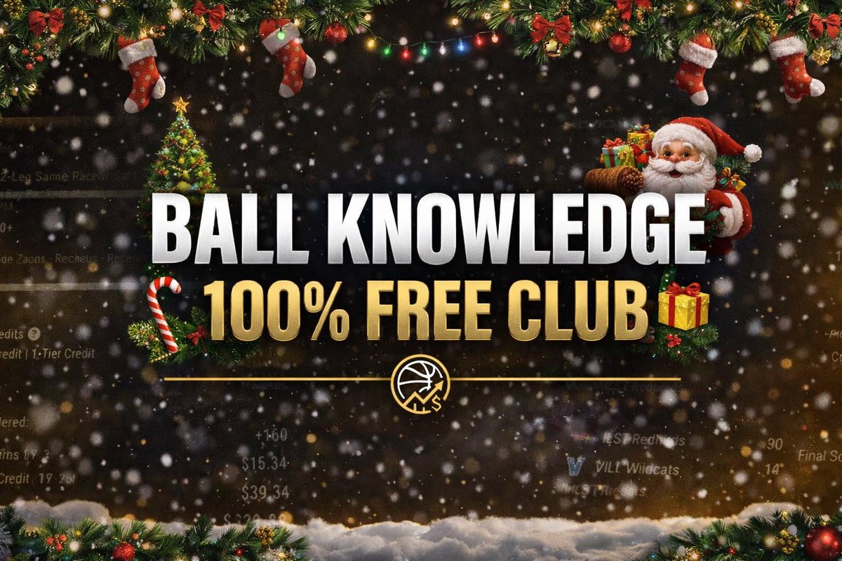 Ballknowledge's tweet image. $1,000 CHRISTMAS GIVEAWAY 🎄

One winner takes $1,000 CASH 

How to Enter ⬇️
1️⃣ Follow @BallKnowledgeOG
2️⃣ ❤️ + ♻️ this post
3️⃣ Join the FREE Discord whop.com/ballknowledge

💬 Comment “CHRISTMAS” to confirm your entry

⏰ Winner announced in 48 HOURS 👀