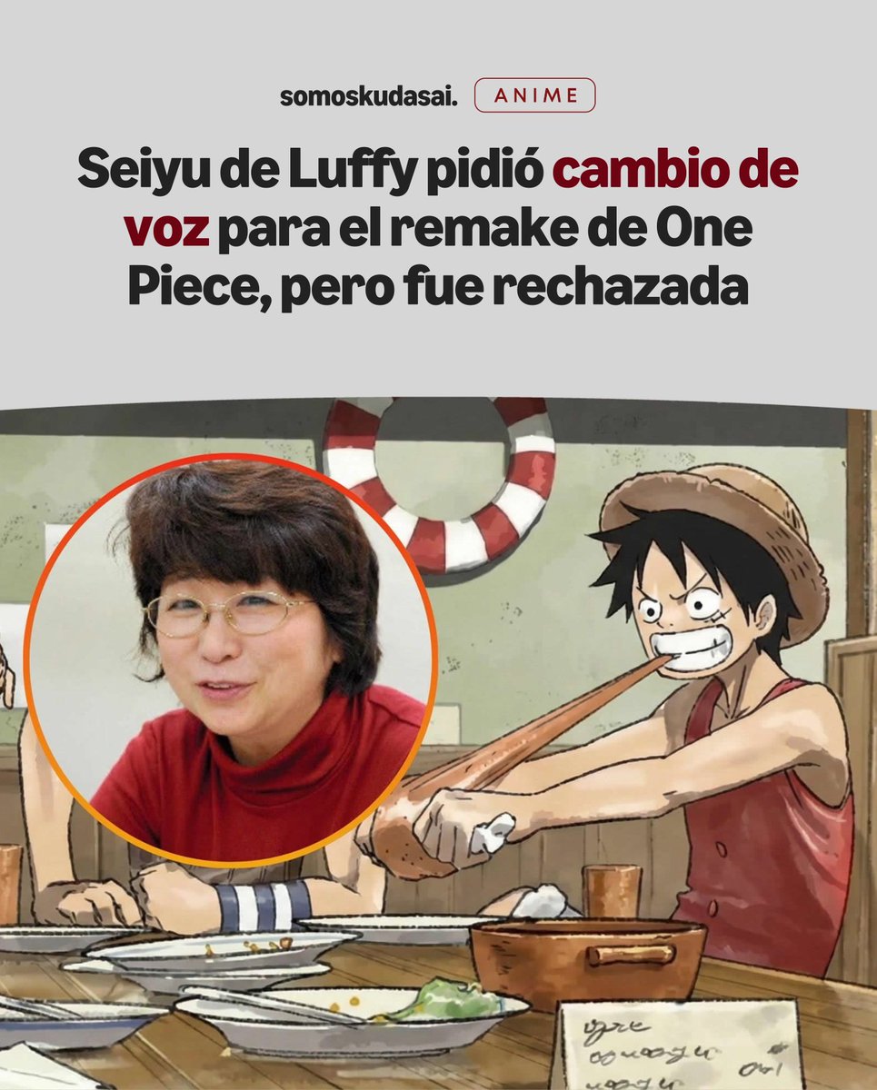 【LEYENDA】
 ¡La voz del Rey de los Piratas es eterna! En la Jump Festa se insinuó que Mayumi Tanaka (70 años) retomará su papel como Luffy en el remake “The One Piece” de WIT Studio.

🛑 SU PETICIÓN: Tanaka solicitó al staff que contrataran a un actor más joven para asegurar el