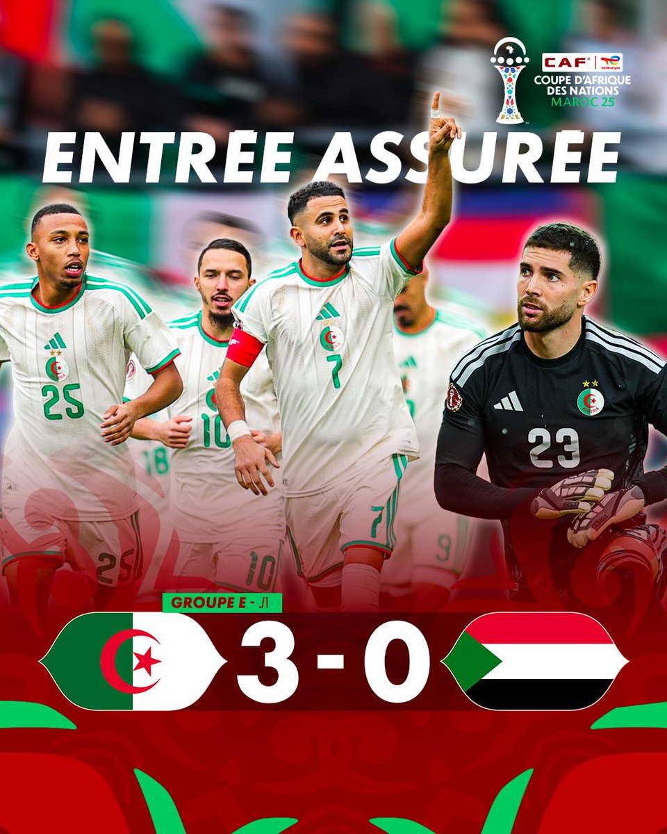 🇩🇿 L'Algérie démarre fort sa CAN avec un Riyad Mahrez auteur d'un doublé 🔥

Luca Zidane a été titularisé pour la première fois de sa carrière dans une CAN avec l'Algérie, sous les yeux de son père Zinédine dans les tribunes !

#CAN2025
