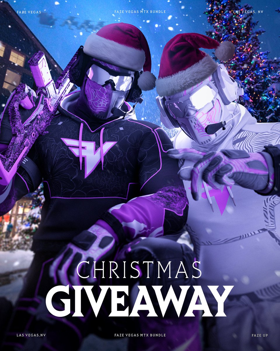 FaZe_Vegas's tweet image. 🎄 CHRISTMAS GIVEAWAY 🎄

- 20 Team Pack Winners
- Must follow @FaZe_Vegas
- Like and Repost
- Sign up for the Champs newsletter (Link in bio)

Winners will be selected tomorrow 🎁