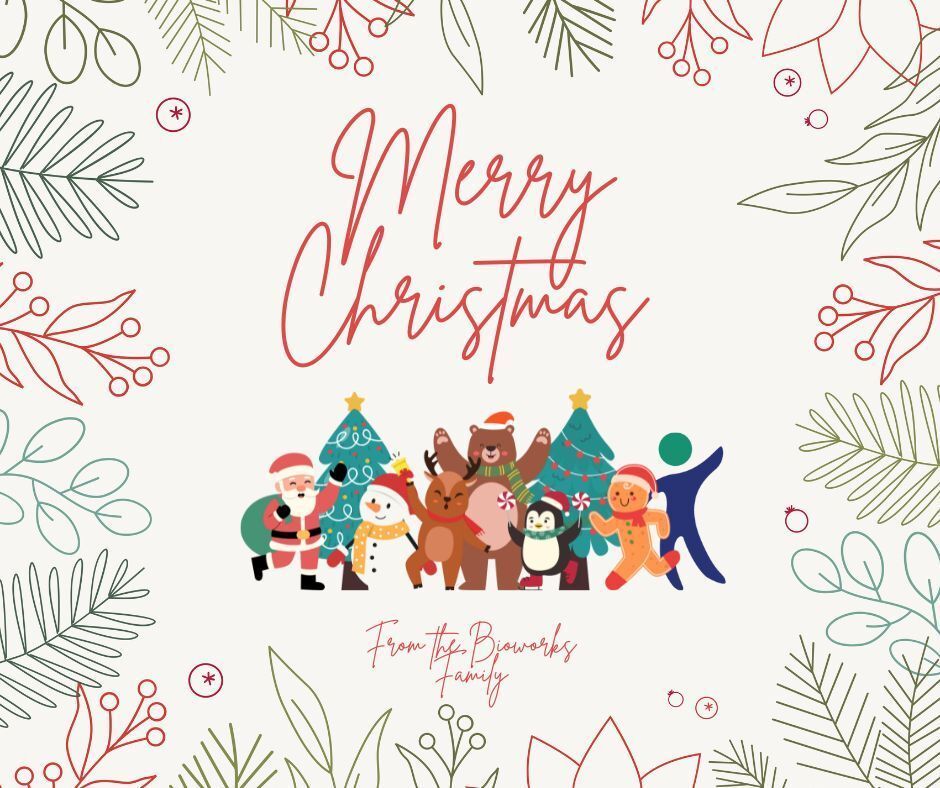 GoBioworks's tweet image. Merry Christmas from the Bioworks Family! We close December 24th at 12:00 PM and will reopen Friday December 26th at 8:00AM. 🎄