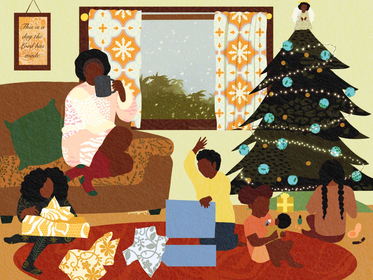DeeLaSheeArt's tweet image. Black mamas Christmas morning:
