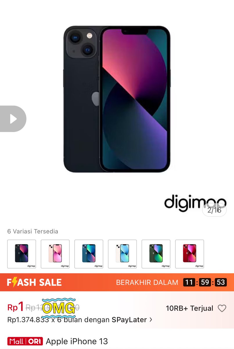 iphone 13 128gb‼️

s.shopee.co.id/6AeE9cagmc