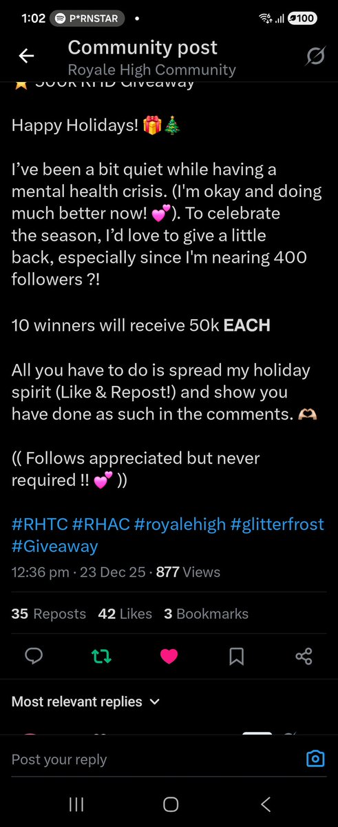 lilby_0's tweet photo. @RHLeyLeys merry christmasss ♡(˃͈ દ ˂͈ ༶ )
hope you're doing alright and thank you for the giveaway (✿ᴗ͈ˬᴗ͈)⁾⁾ https://t.co/KxA1mDXvwP