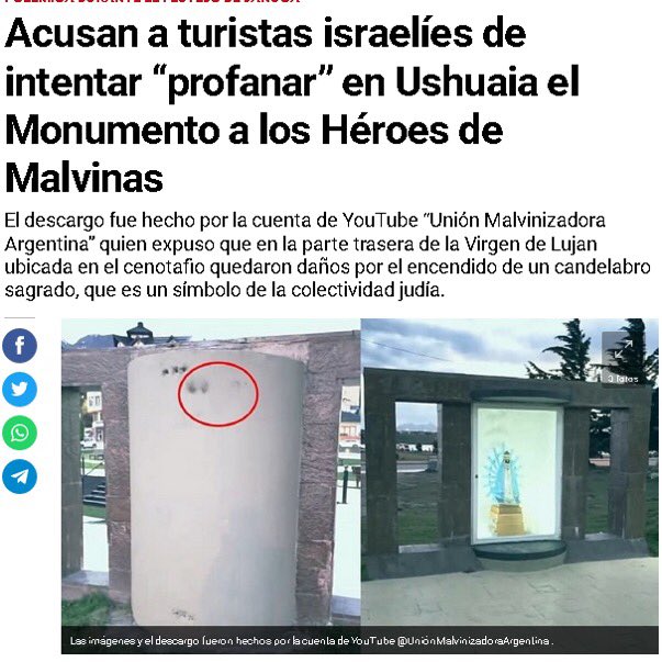 Judíos prendieron fuego altar a la Virgen María en Ushuaia, Patagonia Argentina.