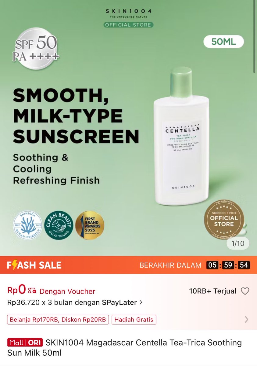 SKIN1004 sunscreen 

s.shopee.co.id/50S6mq7aWk