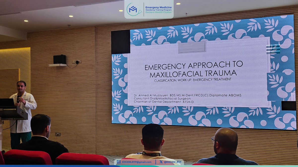 Ehcem_rtp's tweet photo. Back at KFSH for an engaging EM session! 🚨

Moderated by Dr. Mohammed Al Qithmi, featuring:
• Warm-up case with Raghad Alabdullah (R2) 🌡
• Trauma chapter review — Dr. Ebtesam Madkhali 🔨
• Emergency management of facial trauma — Dr. Ahmed Almezyan (OMFS Consultant) 🦷 https://t.co/UuP8sAsL4k
