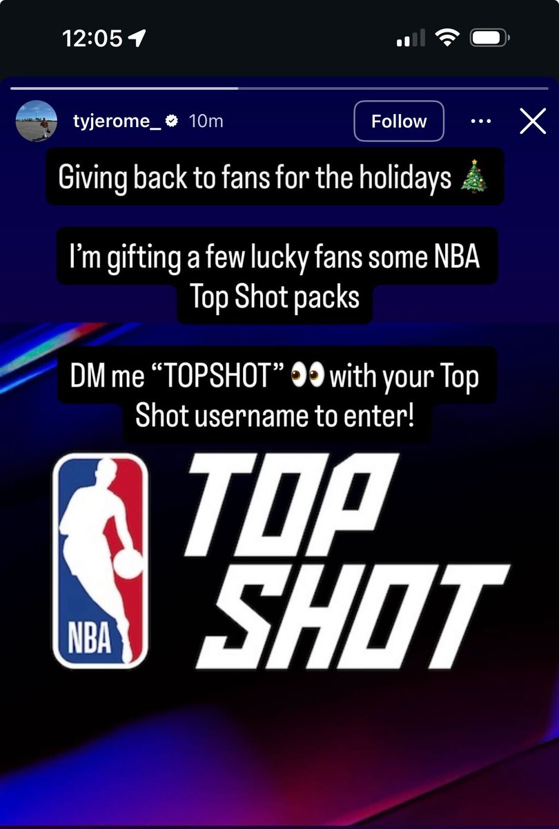NBATopShot's tweet image. Join in on the holiday fun with @tyjerome_  on IG, as he's giving away packs to some lucky fans who engage today!