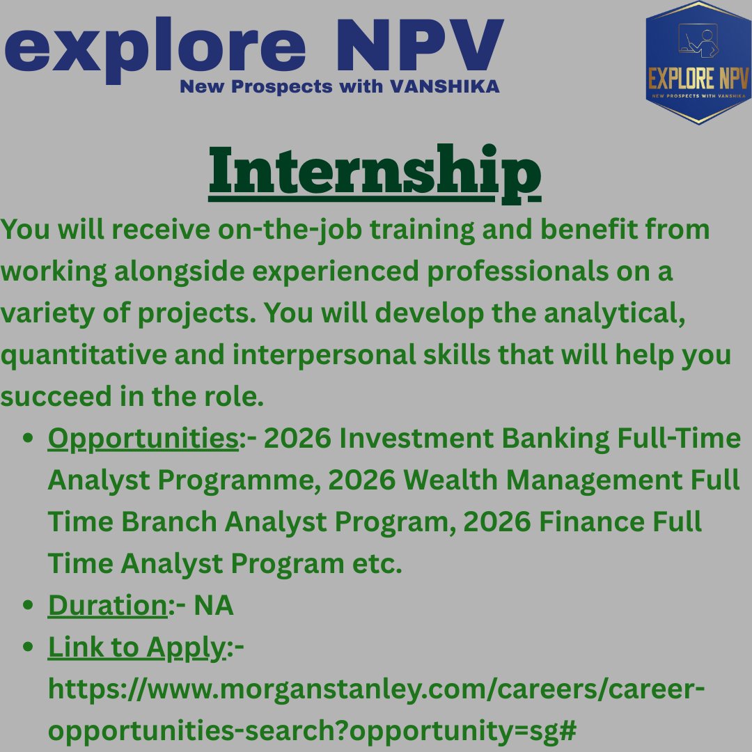 ExploreNpv's tweet photo. Early Careers Spotlight Series – Episode 4
And we’re back with another global powerhouse
This time, it’s Morgan Stanley
From investment banking and sales &amp; trading to wealth management—Morgan Stanley opens doors to world-class early career opportunities for future finance leaders https://t.co/rw3HThz8xj
