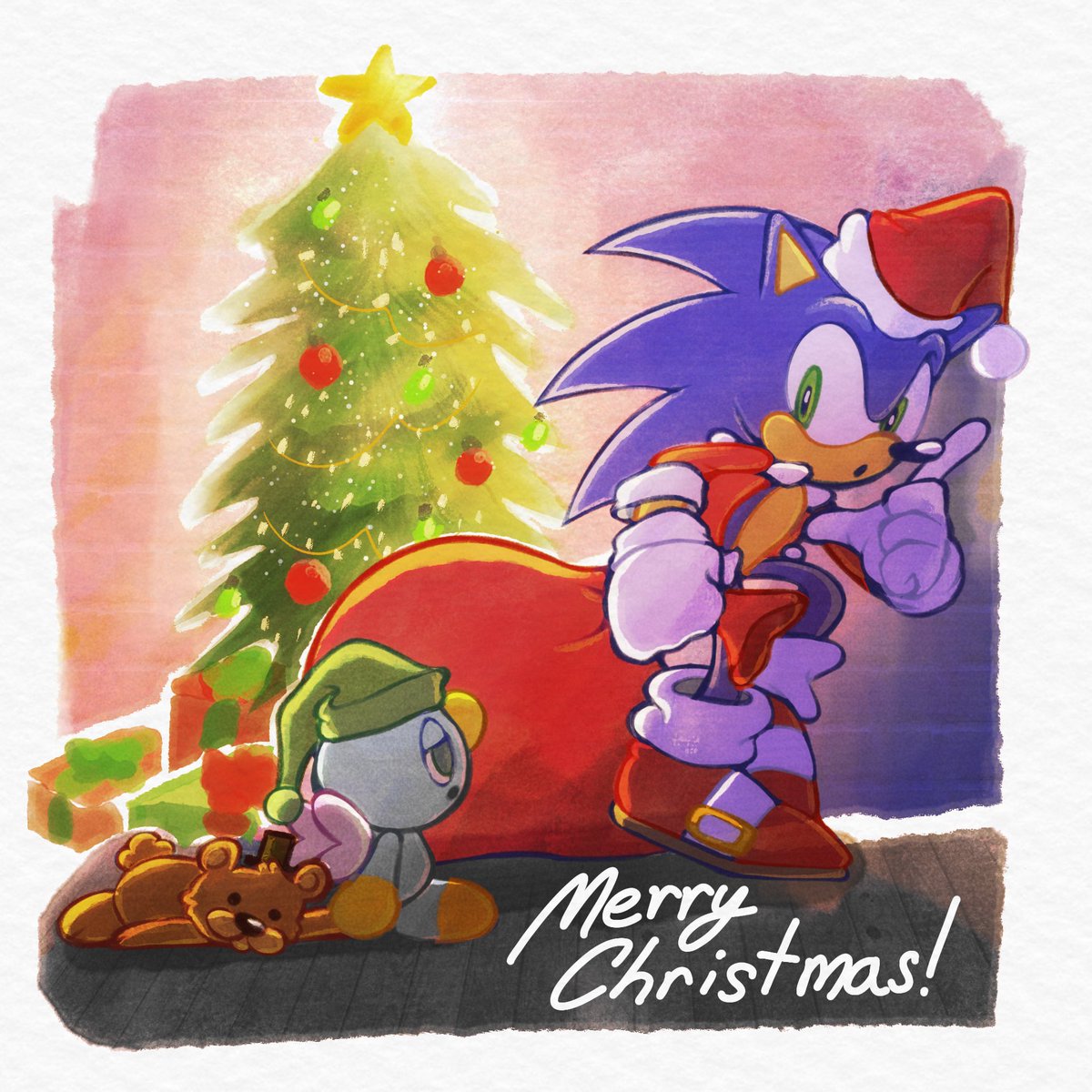 boiled_walrus's tweet image. Santa was sick this year, so Sonic had to fill in… ⭐️