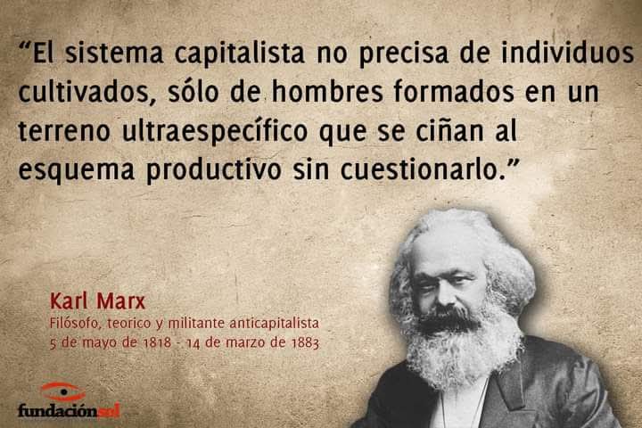 elcriticopol's tweet photo. "El capitalismo sólo necesita pendejos que produzcan sin preguntar."

- Pero Marx no podemos escribir eso.
- Bueno, entonces escribe: https://t.co/O6XGnjOBG6