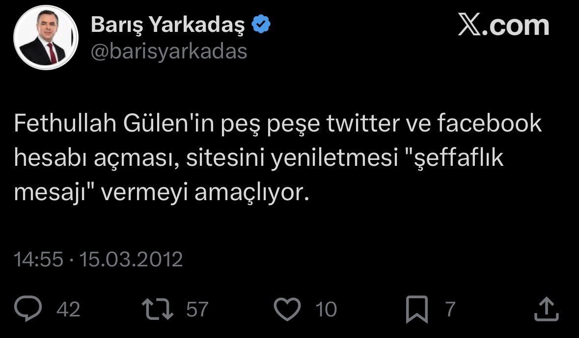 Barış Yarkadaş’ın geçmişte yaptığı paylaşım.