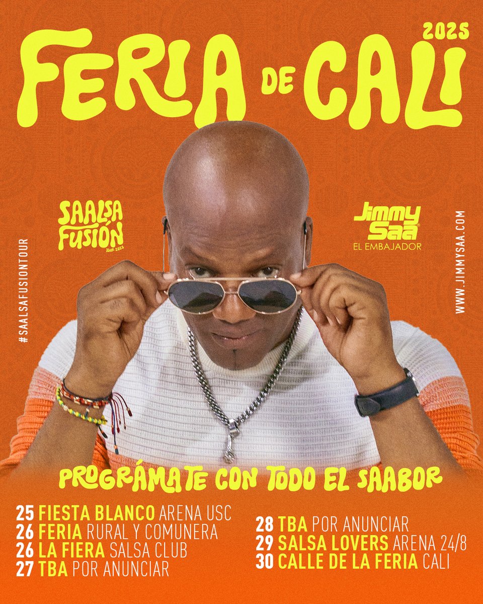 JimmySaa's tweet photo. Bueno mi gente, llegó la Feria de Cali 🔥Así que prográmense con todo el SAAbor, que lo que viene es goce, SAAlsa y pura alegría.💃🏾🕺🏾🎶

#feriadecali #jimmysaa #estoeraloquequeríastú #saalsafusiontour2025 https://t.co/DZu7dEwqBT