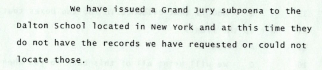JasonLeopold's tweet image. The FBI subpoenaed the Dalton School in 2007 where Jeffrey Epstein taught math in the 70s. But the Dalton School did not "have the records the we requested or could not locate those"