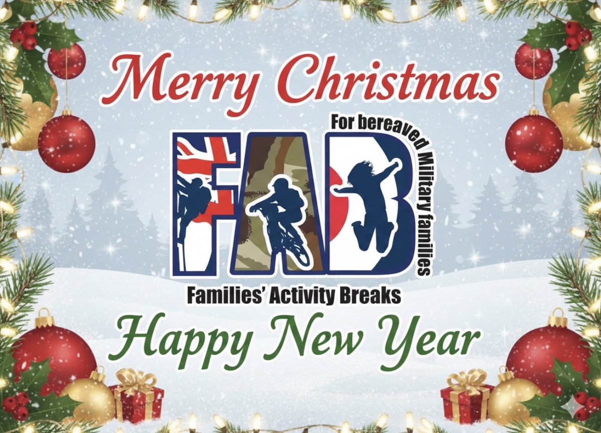 FriendsofFAB's tweet image. From all of us at Families' Activity Breaks, we wish you a very Merry Christmas and a Happy New Year! 💜❤️🧡

Thank you for being part of our journey this year. We can’t wait to see what 2026 brings! 🌟🏴󠁧󠁢󠁷󠁬󠁳󠁿🏴󠁧󠁢󠁳󠁣󠁴󠁿

#MerryChristmas #NewYear2026 #MilitaryCharity #FABFamilies
