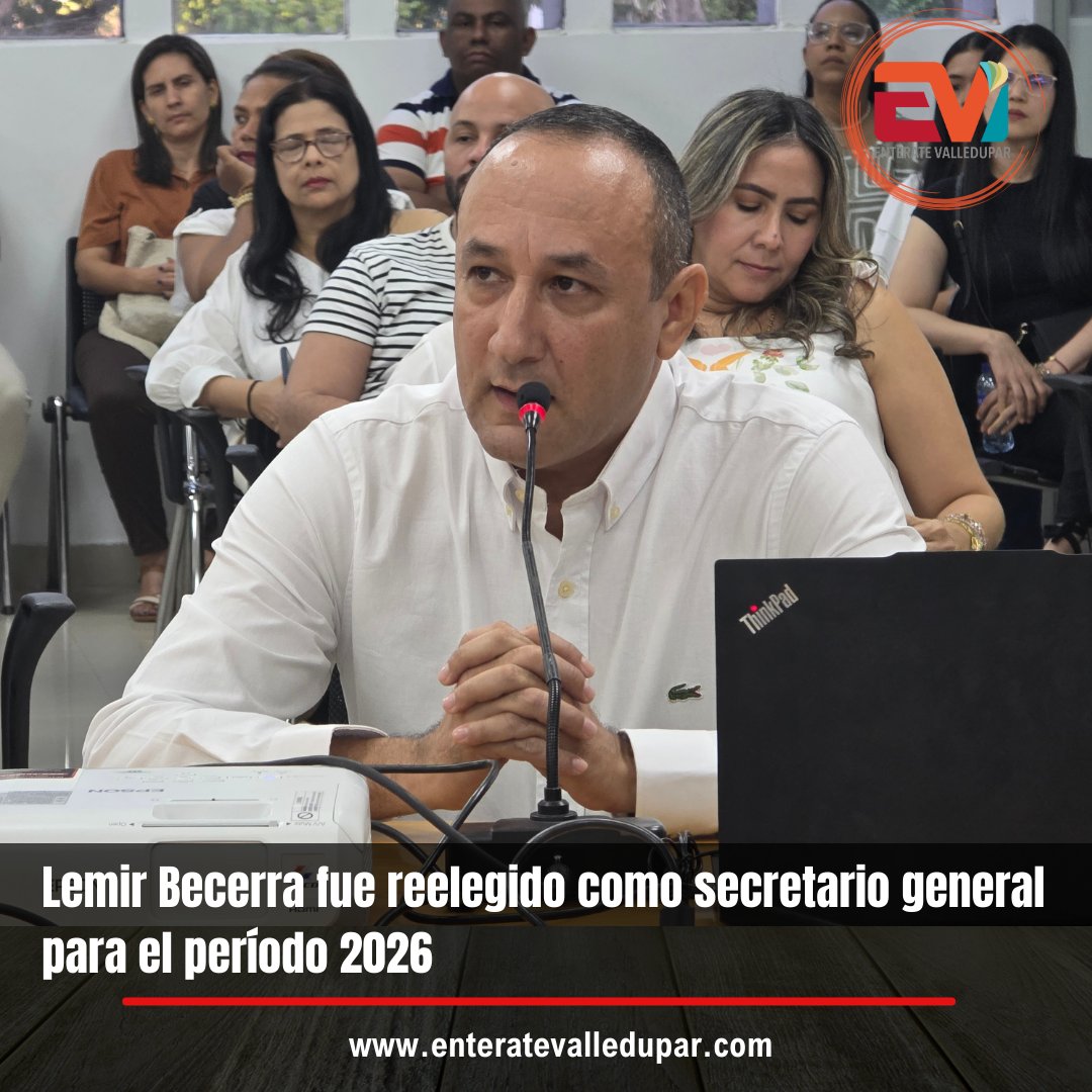 #Ahora | Por segunda vez, Lemir Becerra fue elegido como secretario general para el período 2026. Becerra fue el único aspirante que se presentó al cargo y obtuvo el respaldo de 11 votos. 

Vía <a href="/enteratevpar/">EnterateValledupar</a>