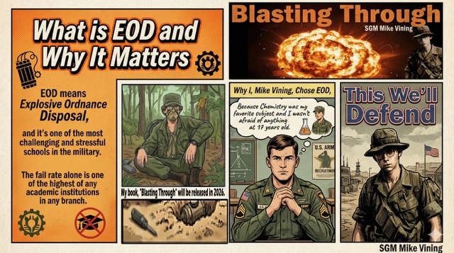 BlastingThrough's tweet image. I'm Mike Vining, SGM USA (Retired). Welcome to my official X account. In the next several months, I'll share EOD and Delta Force memories. And I'll offer info on moral injury and PTSD. I'm calling this account "Blasting Through," because that's the title of my book, a memoir, due…