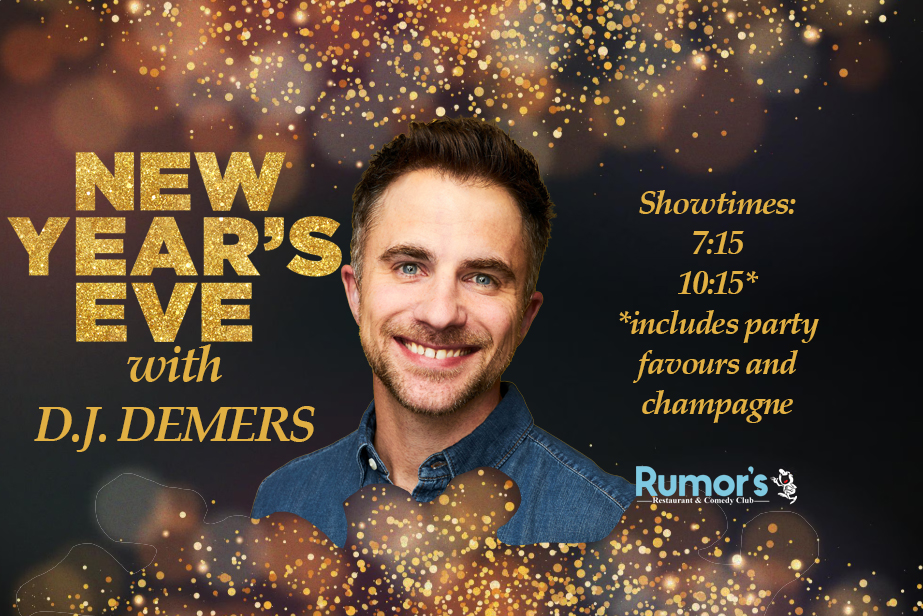 RumorsComedy's tweet image. Join us this NYE as we ring in the new year laughing 2025 away!
D.J. Demers will be headlining both shows.
At the 10:15 show, we give out party favours and champagne just before we do the big countdown at midnight!
rumorscomedyclub.com/events/1752098…