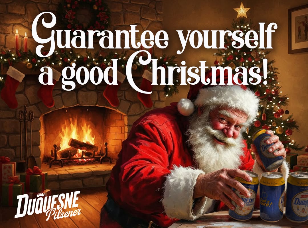DuquesneBeer's tweet image. A couple Duquesne Pilsners left by the tree might just put #Santa in an extra generous mood.🎄 ’Tis the season for giving—and enjoying a great beer!🍺

Please invite your Friends to like Duquesne Pilsener to spread the Holiday Magic. ✨

#DuquesnePilsener #HolidayCheer #Christmas