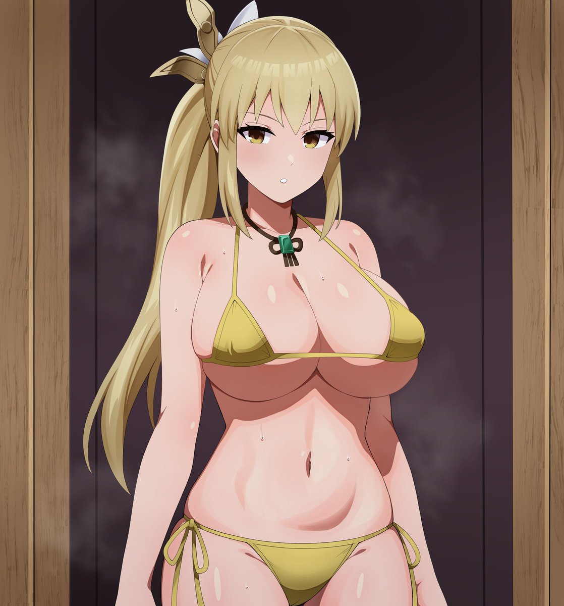 『黄巾ビキニによって洗脳され、いつもと
変わらない表情でいつもなら絶対言わない
ようなことを平然と言う王元姫』

skebで描かせていただきました!
ご依頼ありがとうございました! 