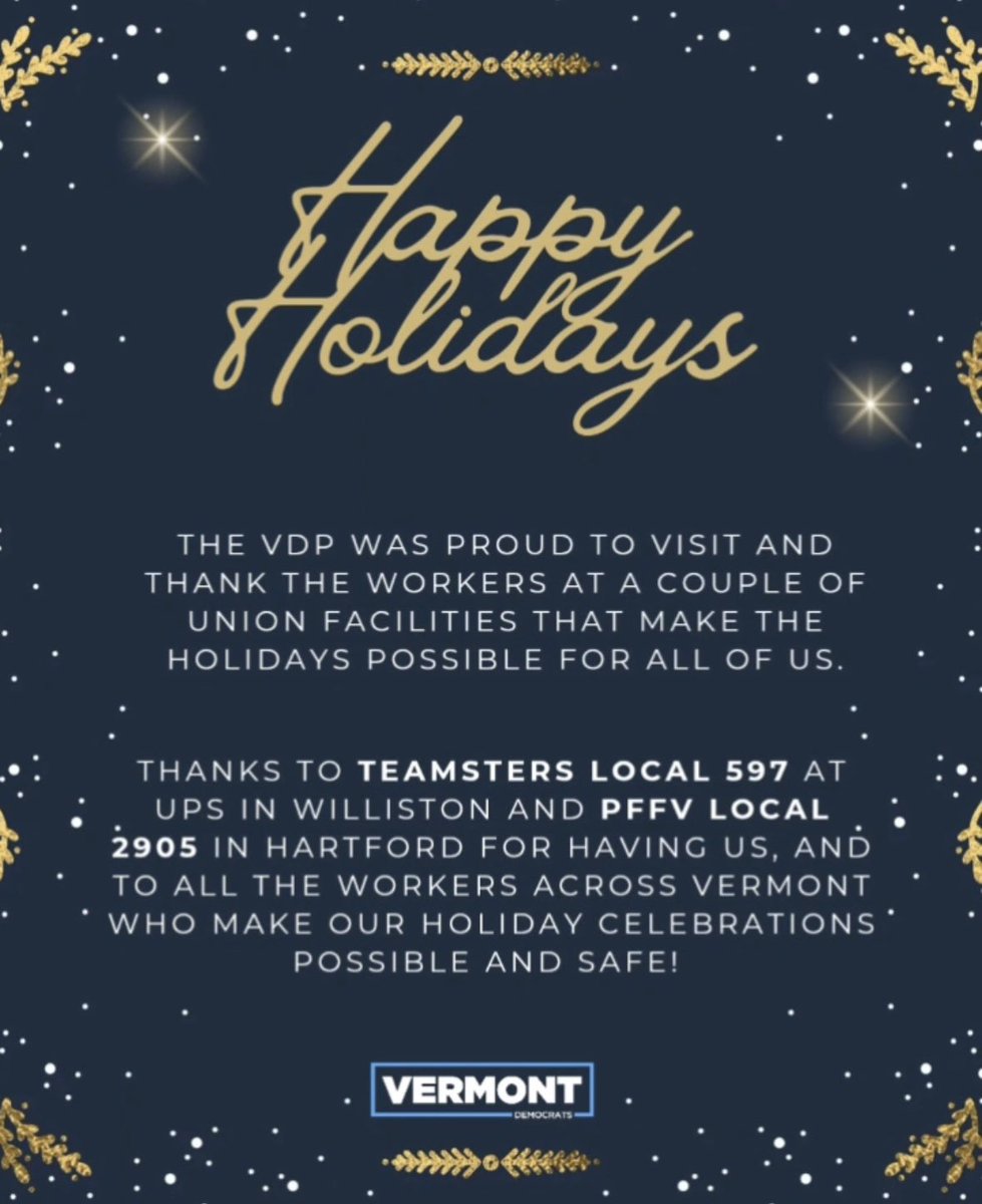 vtdems's tweet image. Thanks to all the workers who make our holiday season special and safe!