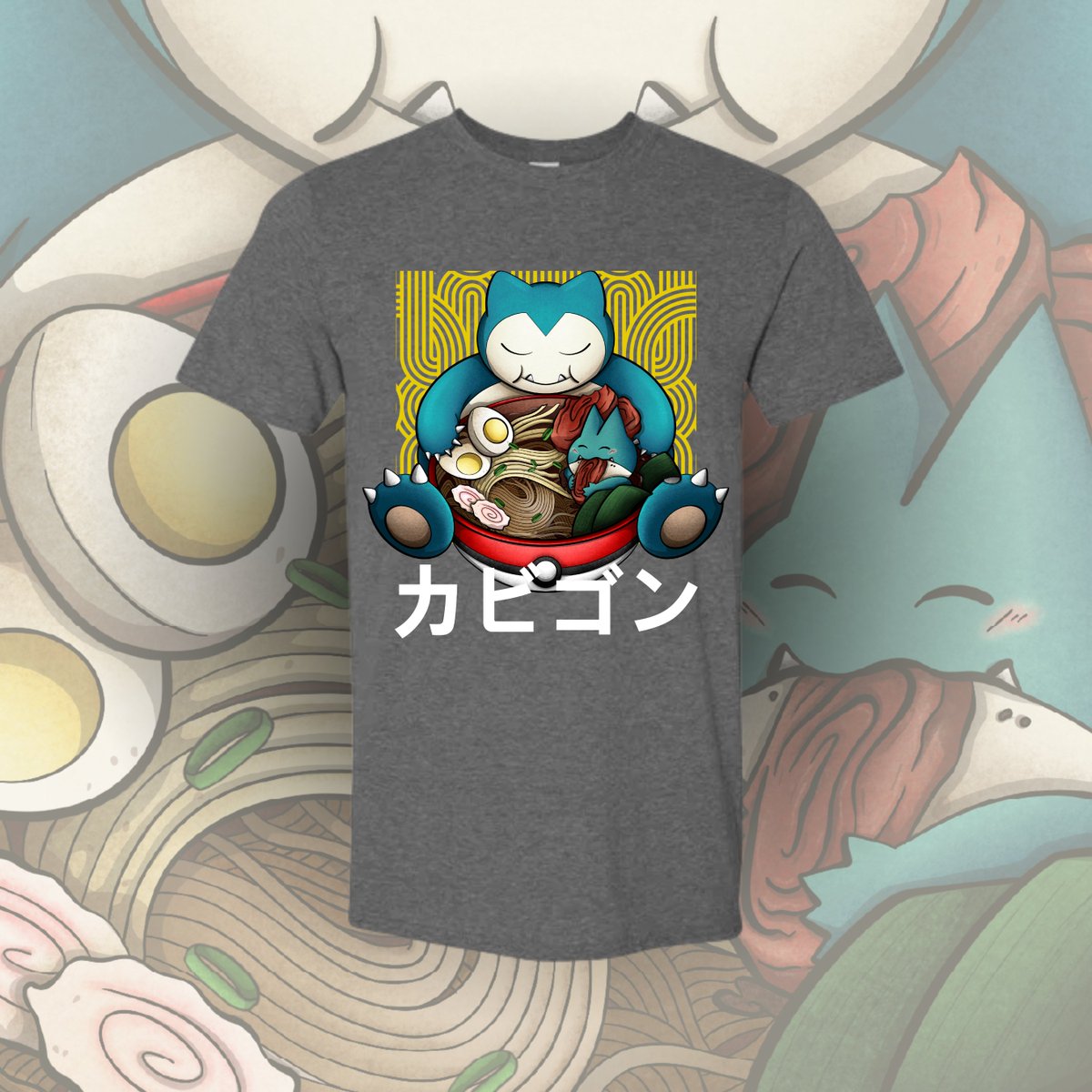 LeSaltyOnion's tweet image. You guys remember the Snorlax Ramen shirt that I had a couple years back? Well it was time that I revamped it. I would say that my style has changed a bit since then. 
#pokemon #snorlax #munchlax #ramen #art