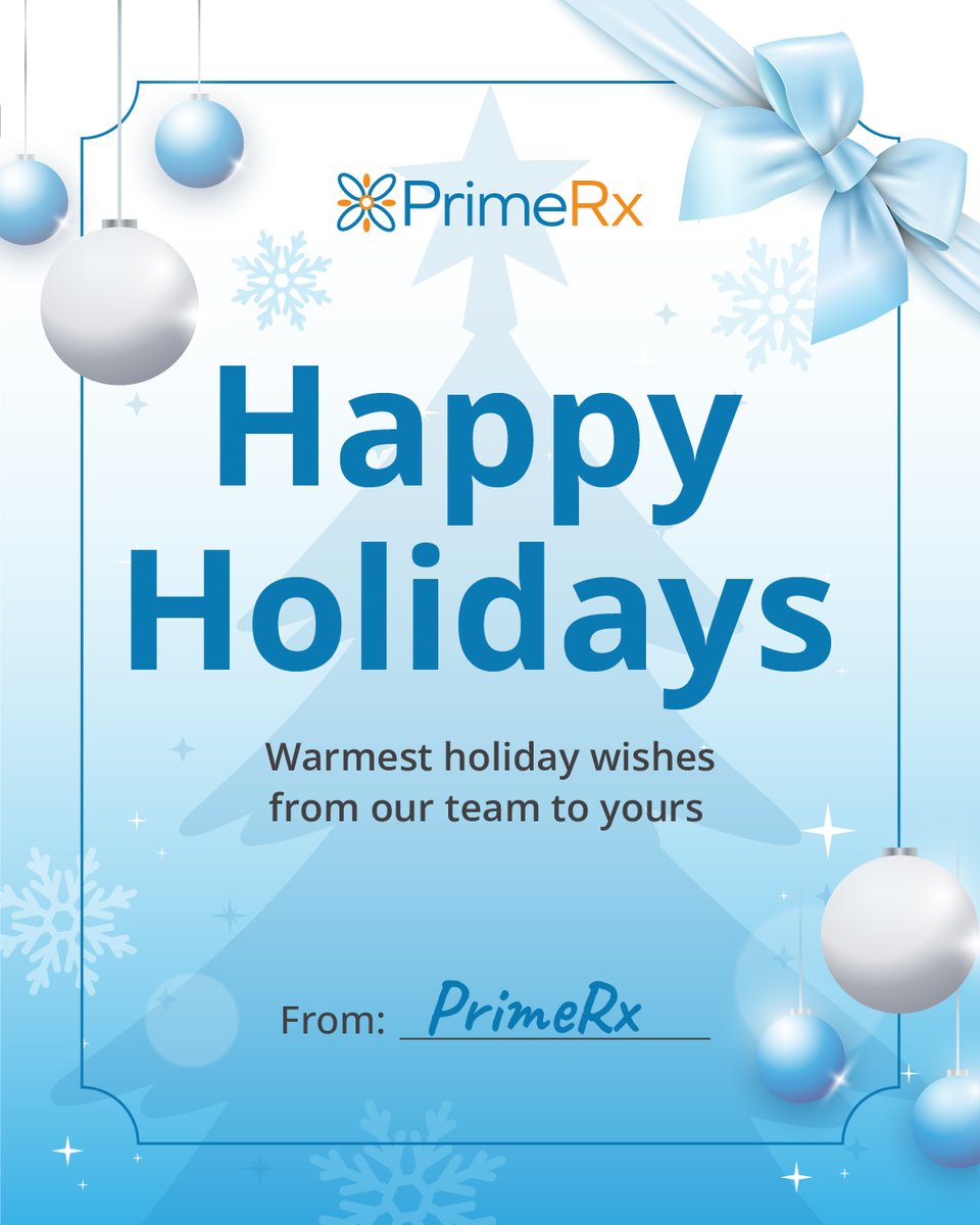 For many, the holidays mean slowing down.
For pharmacies, the work continues.

At PrimeRx, we’re grateful to support pharmacies like yours. Thank you for all that you do. Wishing you a peaceful holiday season and a strong start to the new year.
#HappyHolidays
#SeasonOfThanks