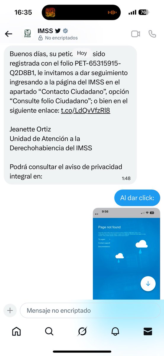 Director de <a href="/Tu_IMSS/">IMSS </a> <a href="/zoerobledo/">Zoé Robledo</a> y presidenta <a href="/Claudiashein/">Claudia Sheinbaum Pardo</a> : Le queremos dar seguimiento.