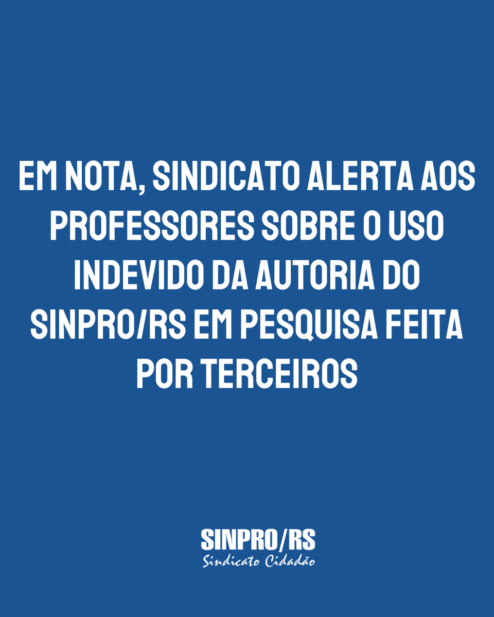 SinproRS's tweet photo. O Sinpro/RS publicou uma Nota aos professores na manhã desta quarta-feira, 24 de dezembro, alertando os docentes sobre o uso indevido da autoria do Sindicato em uma suposta pesquisa sobre as eleições da entidade. Confira a íntegra no site https://t.co/nmTFn4LY6K https://t.co/bvEnsEE3lU