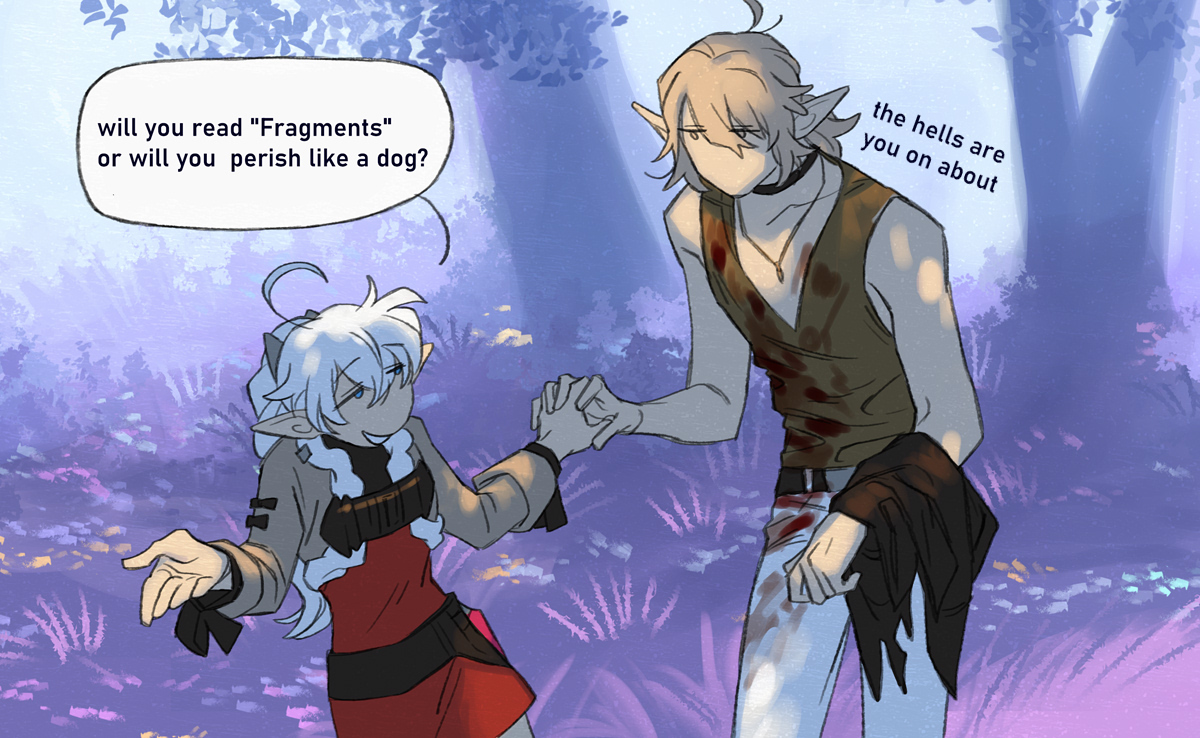 ffxiv_fragments's tweet image. Read Fragments as a holiday present for me! Read Fragments as a holiday present for YOU! Share Fragments with your friends as a holiday present for them! fragments.gay | webtoons.com/en/canvas/frag…