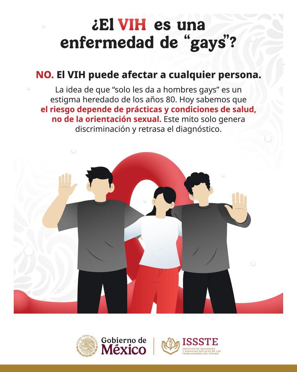 🦠 Las enfermedades no discriminan. ❌ Es un error pensar que las enfermedades surgen por nuestras preferencias sexuales, ya que este tipo de pensamiento solo propaga miedo, violencia y segregación hacia grupos sociales como la comunidad LGBTTTIQ+.

🗣  ️La desinformación, mitos