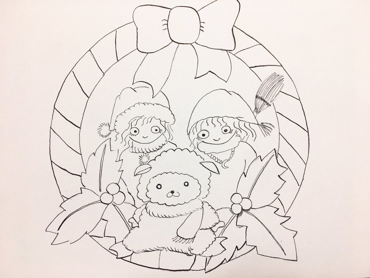 RioHanamiya's tweet photo. クリスマスリース
＃透明水彩画　＃illustration   ＃イラスト https://t.co/DHQ29vG1pr