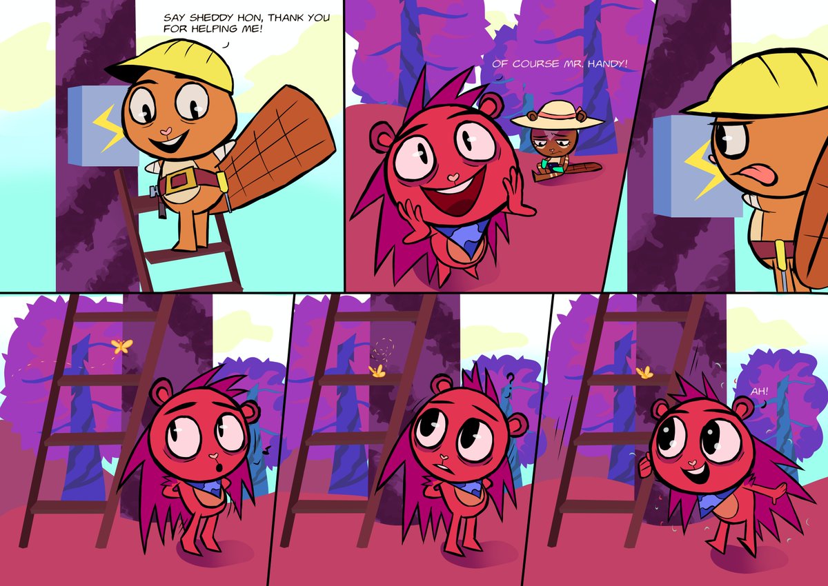SECOND STRIKE 1 #htf #happytreefriends #htfkapow #handy #sheddy #chippy #flippyxflaky #fanart #comic