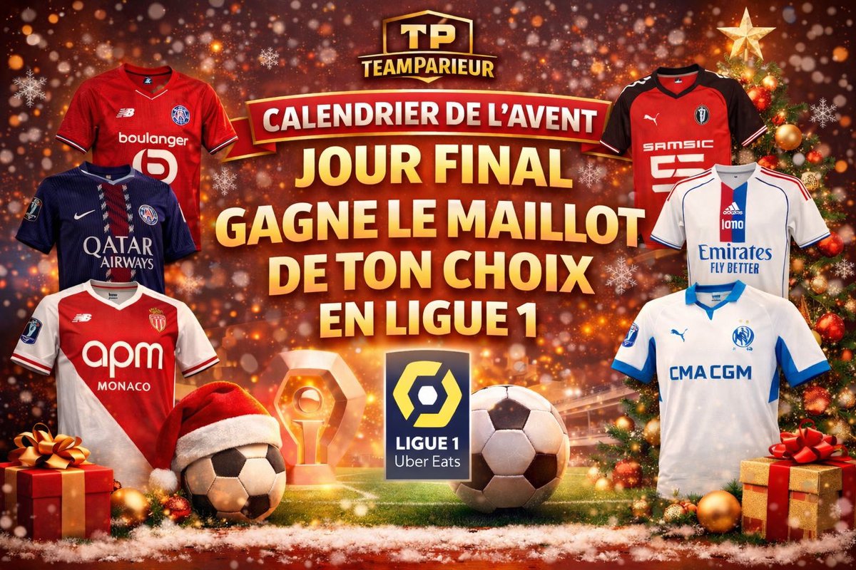 LPronosL's tweet image. 🎄🚨 𝗝𝗢𝗨𝗥 𝗙𝗜𝗡𝗔𝗟 – 𝗖𝗔𝗟𝗘𝗡𝗗𝗥𝗜𝗘𝗥 𝗗𝗘 𝗟’𝗔𝗩𝗘𝗡𝗧 ! 🎁

🏆 𝗚𝗔𝗚𝗡𝗘 𝗟𝗘 𝗠𝗔𝗜𝗟𝗟𝗢𝗧 𝗗𝗘 𝗧𝗢𝗡 𝗖𝗛𝗢𝗜𝗫 𝗘𝗡 𝗟𝗜𝗚𝗨𝗘 𝟭 ! 😍🎁

𝗣𝗢𝗨𝗥 𝗣𝗔𝗥𝗧𝗜𝗖𝗜𝗣𝗘𝗥 :

➜ 𝗥𝗧 ♻️ &amp;amp; ❤️ 𝗟𝗘 𝗣𝗢𝗦𝗧
➜ 𝗠𝗘 𝗙𝗢𝗟𝗟𝗢𝗪 💭
➜ 𝗖𝗢𝗠𝗠𝗘𝗡𝗧𝗘 “𝗝𝗘…